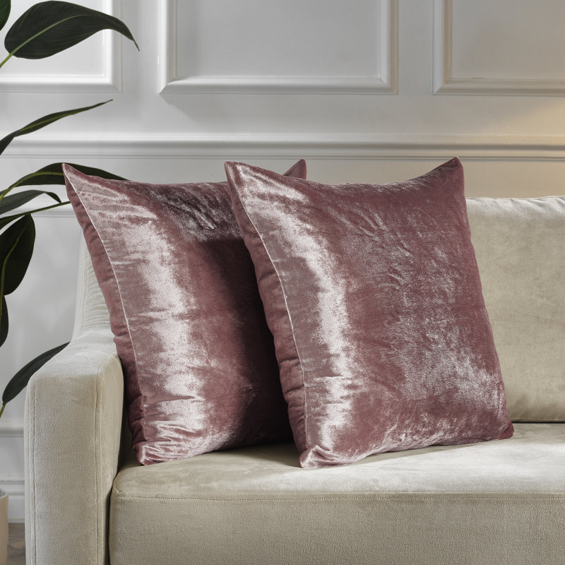 Shiny Velvet Pillow Cover, Carrée, H 18 po x l 18 po, Sangria