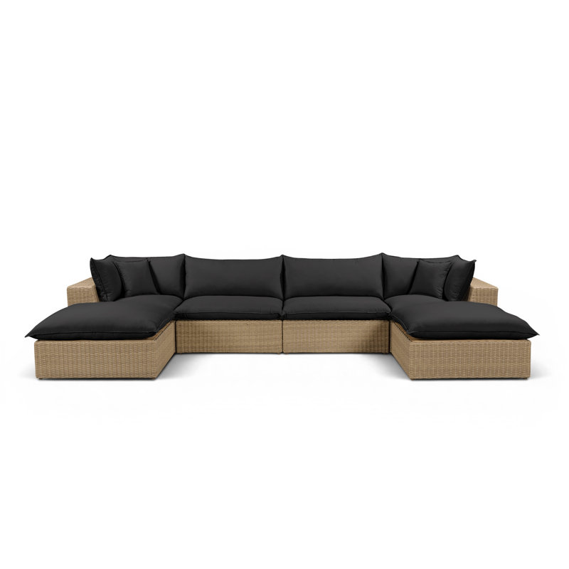 Canapé modulaire d'extérieur Cali, 4, Canapé, 2 repose-pieds