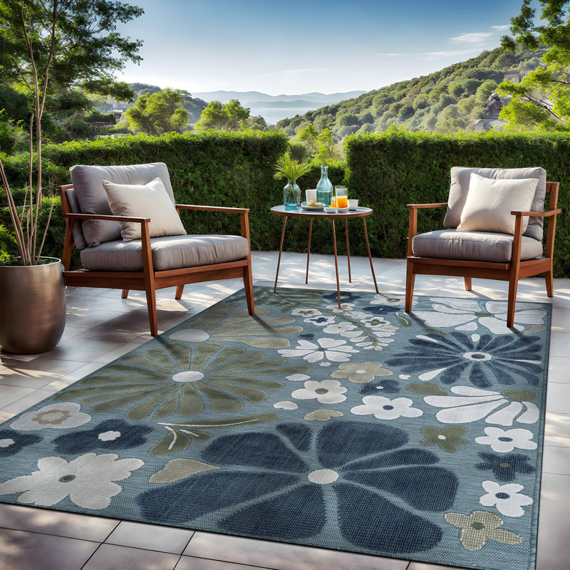 Tapis floral d'intérieur pour l'extérieur, Rectangle 9' x 12'