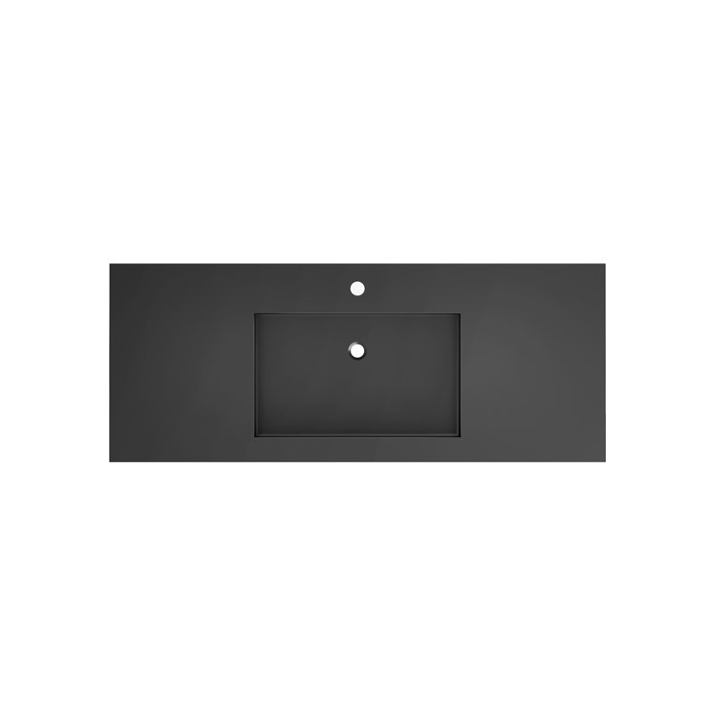 Lavabo de salle de bain rectangulaire en pierre à surface solide Casainc, Noir