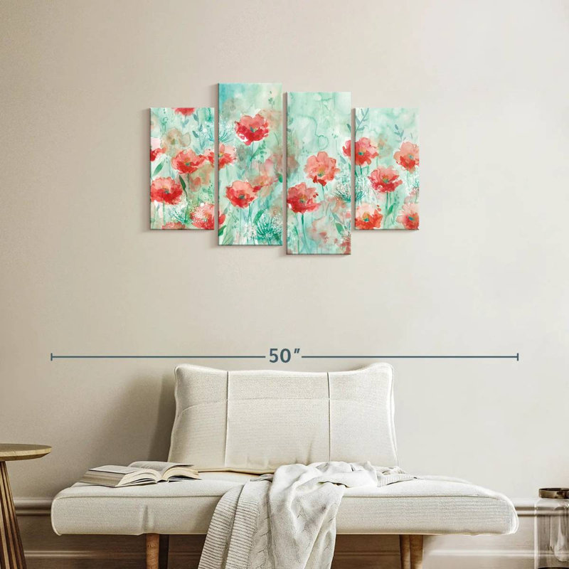 Harnek coquelicots et reine Anne, H 22 po x l 36 po
