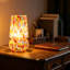 Lampe de table champignon avec interrupteur rotatif à intensité variable, lampe de table de chevet en verre fabriquée à la main homologuée UL pour chambre à coucher et salon, cordon tissé, sans ampoule incluse