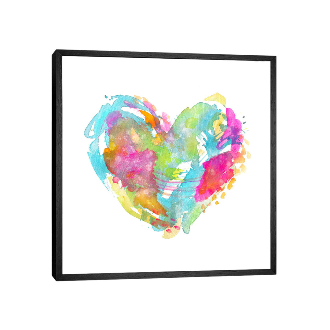 Messy Watercolor Heart, Cyan by Stephanie Corfee - Gallery-Wrapped Canvas Giclée on Canvas