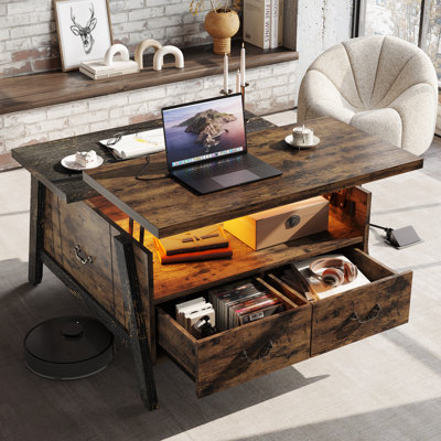 35.4" Lift top Coffee Table with 2 Storage Drawers