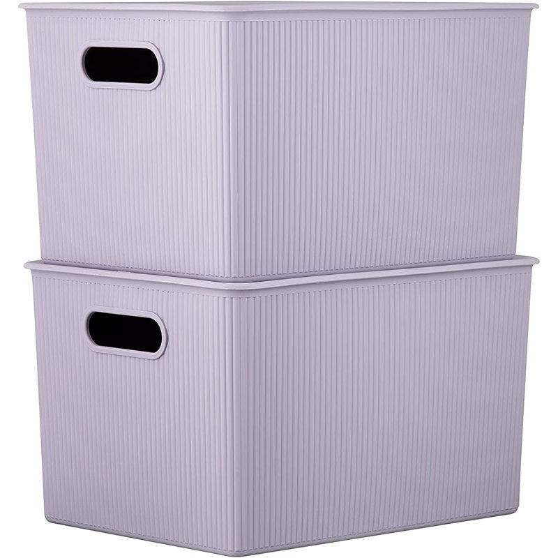 Panier en plastique nervuré, 2, Brun / blanc