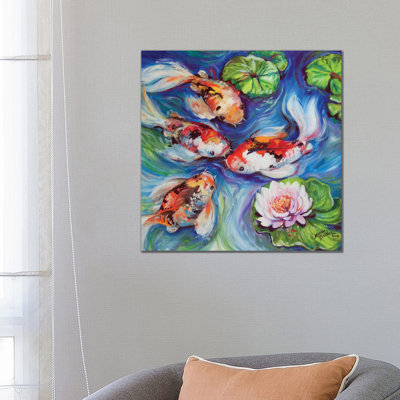 Happiness Koi Dance by Marcia Baldwin - Wrapped Canvas Print