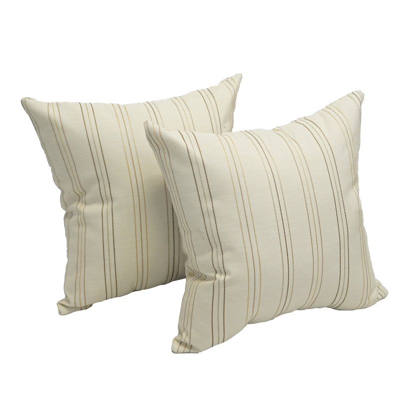 Summer Striped Cotton Blend Reversible Throw Pillow