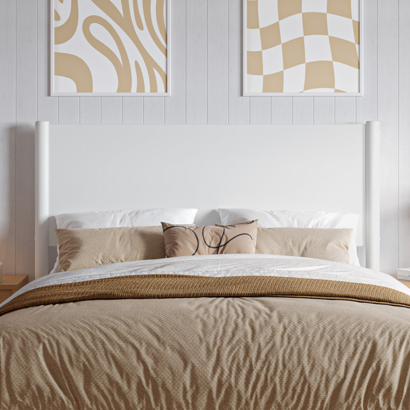  Ronan Wood Platform Bed with Footboard and Trundle, White, Full