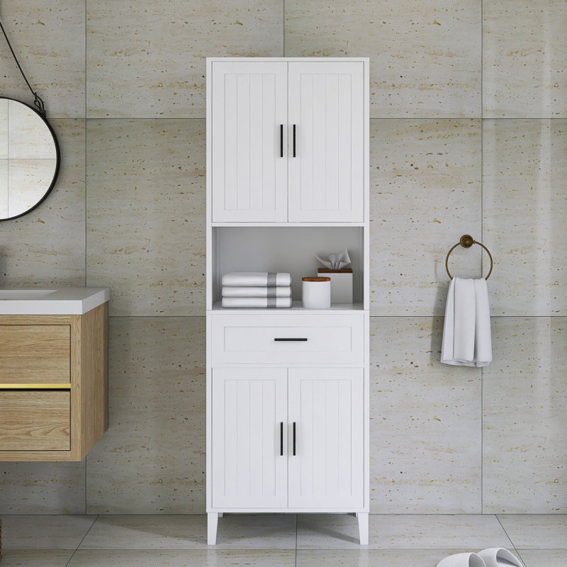 Armoire autoportante de 71 po de hauteur avec tablettes réglables, White