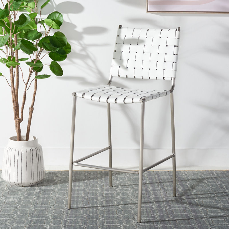 Tabouret de comptoir 26 po Ryland, Argent, Blanc