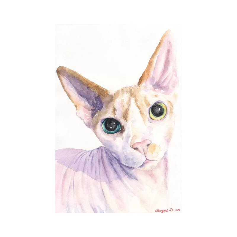 Sphynx Cat by George Dyachenko - Wrapped Canvas Painting, 66.04 cm H x 45.72 cm W x 1.91 cm D