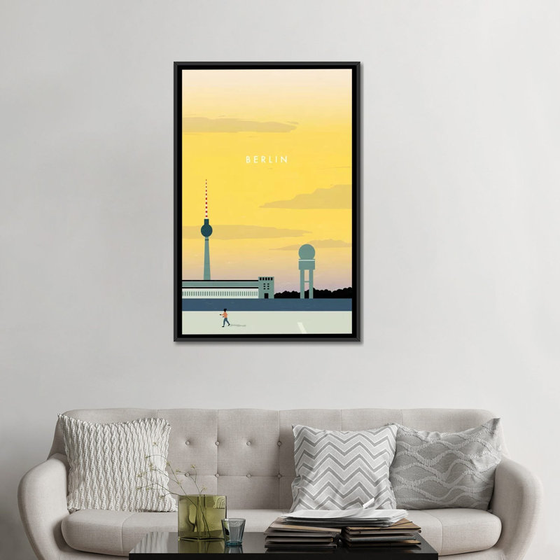« berlin' », reproduction d’impression sur toile, H 26 po x l 18 po x P 1,5 po, Toile avec cadre noir, Pas de tapis