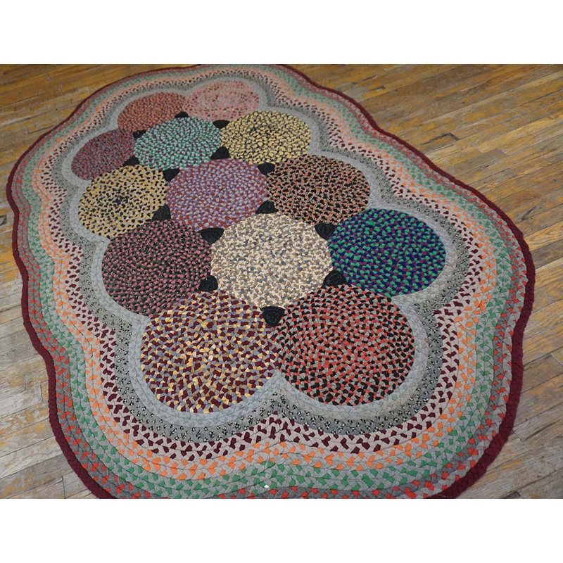 Antique Braided Hallway Runner Wool Multicolor Rug