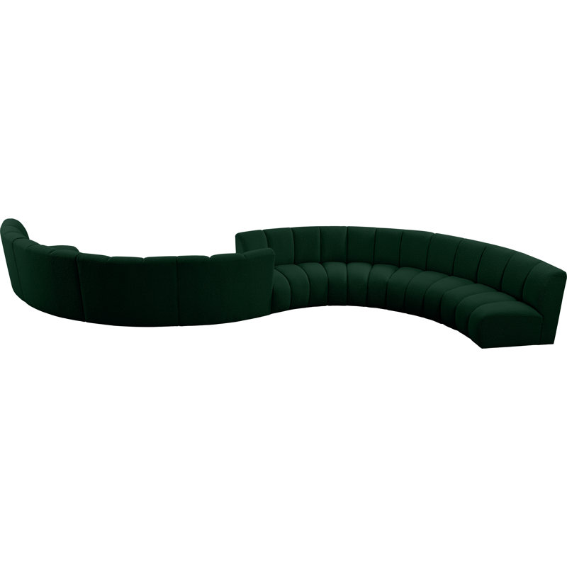 Infinity Upholstered Curved Sectional Symmetrical, Green Boucle Fabric