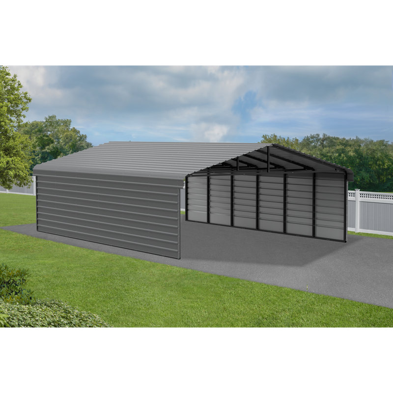 Abri d'auto en acier avec 2 ensembles de parois latérales, 20 x 29 x 9, Noir