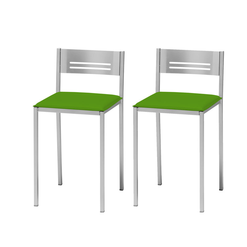 Fazaley Upholstered and Faux Leather Bar Stool, Green