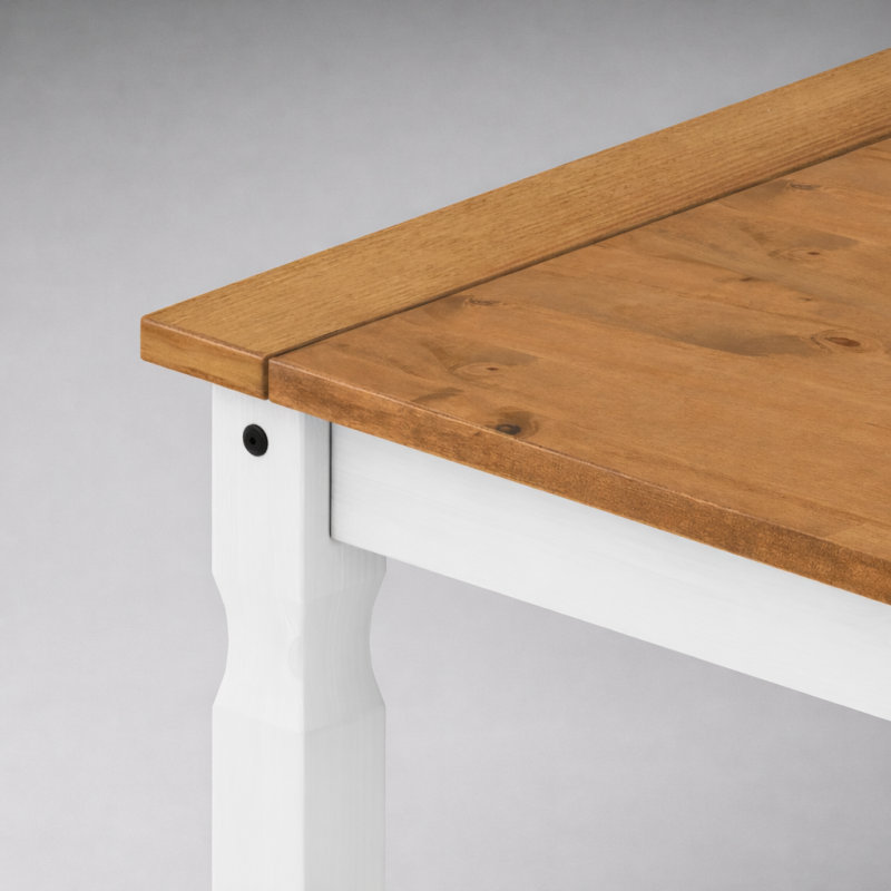 Extendable Pine Solid Wood Dining Table, White 