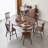 Modern Nut-Brown Round Solid Wood Dining Table-2034730161