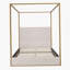 Structure de lit à baldaquin en métal de luxe moderne avec tête de lit haute tapissier, lit à baldaquin doré, aucun sommier nécessaire, grand, beige-748095870
