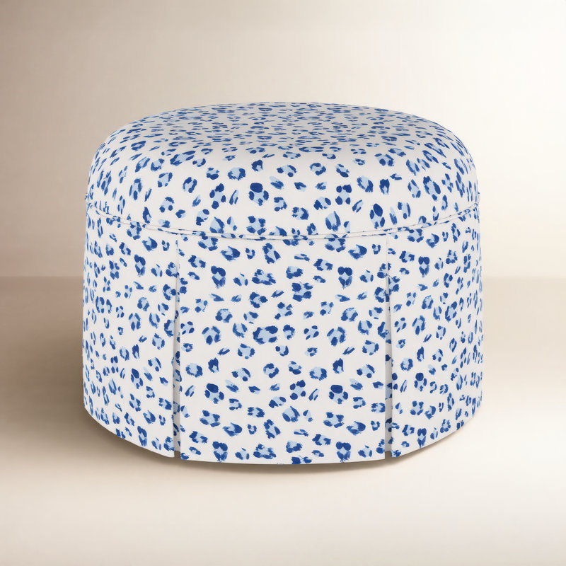 Manders Upholstered Ottoman, Brush Cheetah Blue