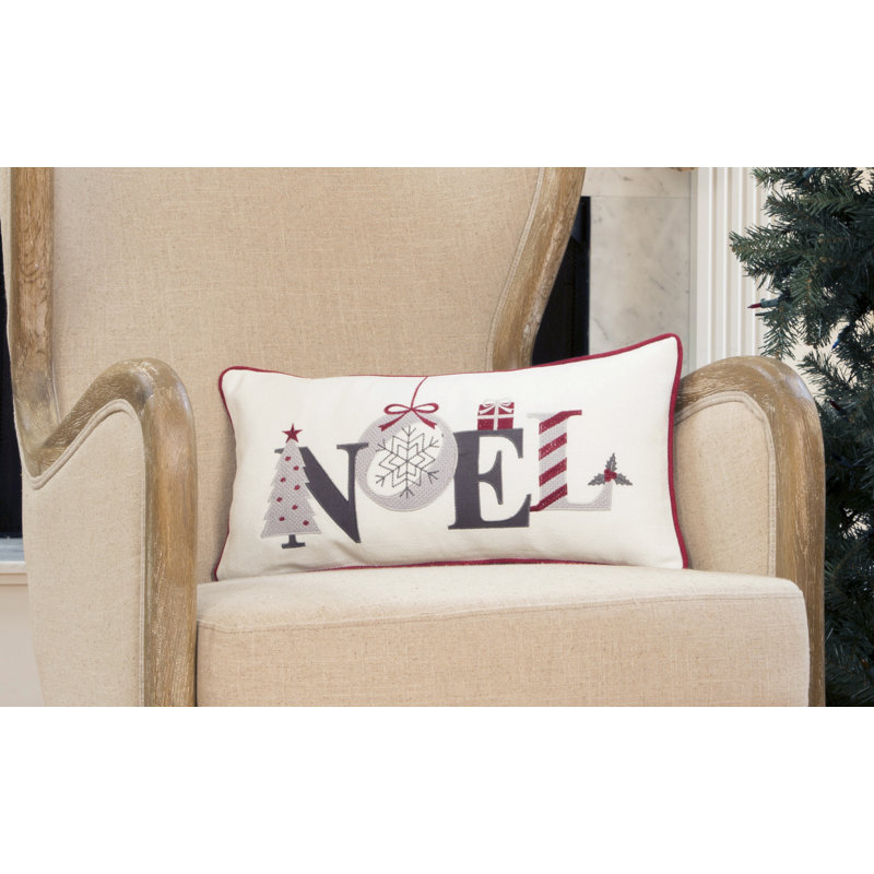 Coussin de Noël brodé Noel, 10 par 20 pouces