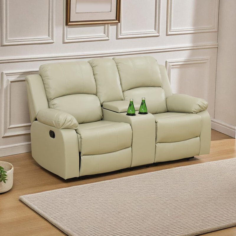 Ensemble de canapé de salon inclinable manuel 3 pièces avec porte-gobelet, console centrale