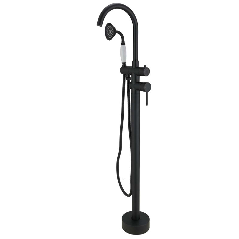 1 Handle Bathroom Freestanding Tub Filler, Matte Black