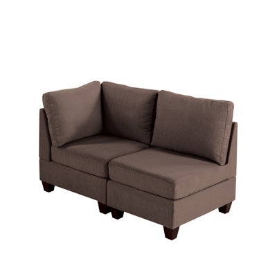 2Pc Black Coffee Modular , Linen-Like Fabric , Wood Frame Chairs - 2Pc, Hip Pattern,