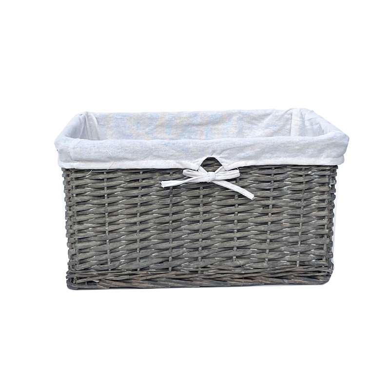 Brambly Cottage Wicker Decorative Basket, 12cm H x 32cm W x 22cm D, Grey