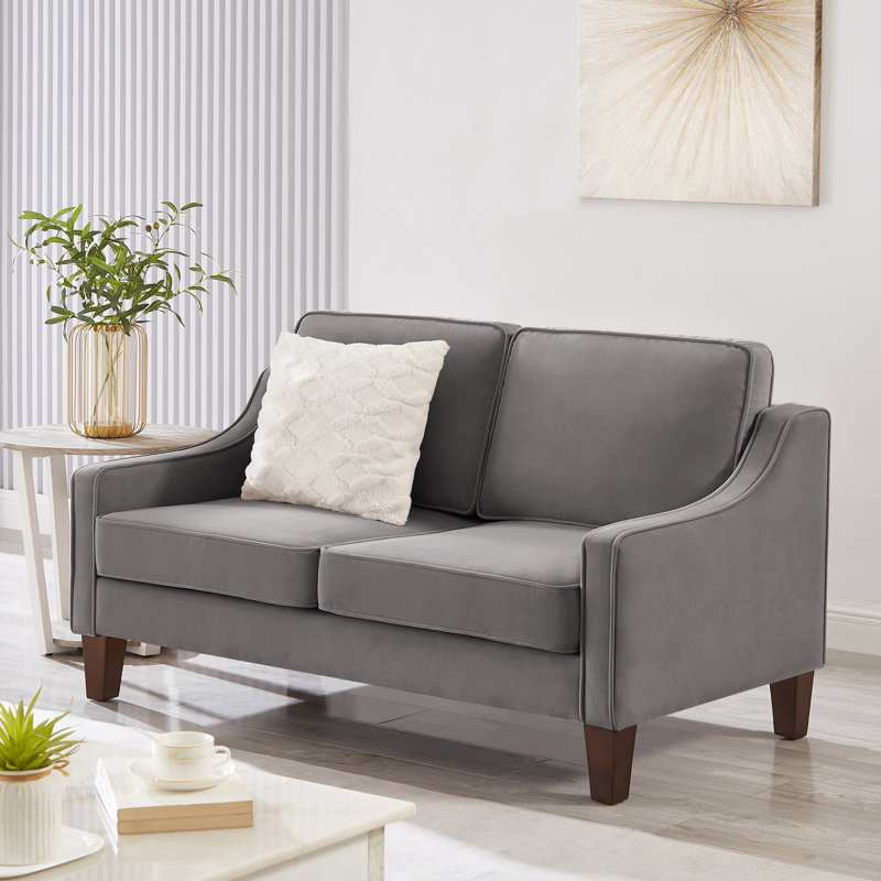 Canapé en velours avec coussins à ressorts et housses amovibles, Dark Gray Velvet