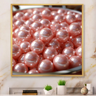 " Pink Crystal Pearls In Bowl "