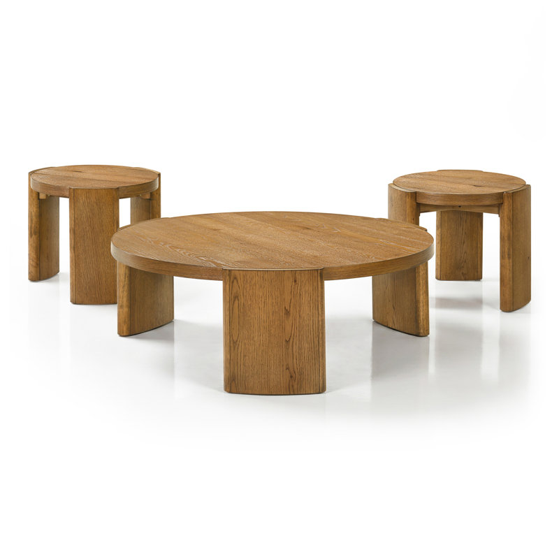 Ensemble de tables basses 3 pièces Blitar, Bois brun, 3 pièces: table basse, 2 tables de bout