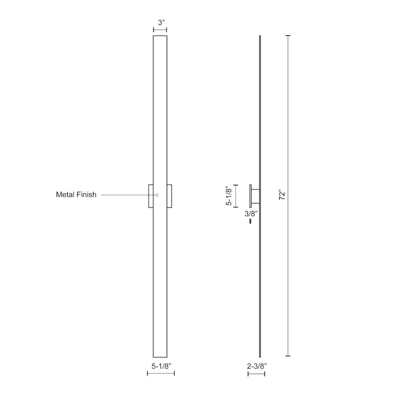 Vesta 1 - Light LED Wallchiere, Brushed Nickel, 28" H x 5.126" W x 2.375" D