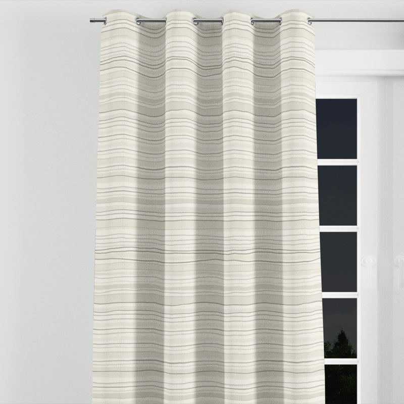 Rideaux à rayures rayées - rideau à œillets Horizon beige et blanc French Country - 1 panneau, L 52 po x L 120 po