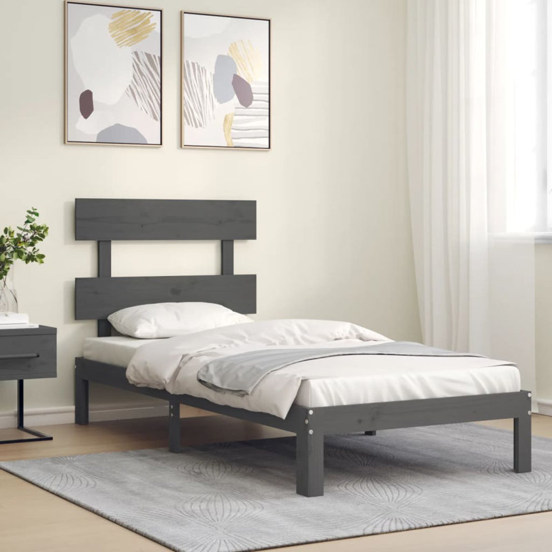 Bed Frame with Headboard, Natural, European Single (90 x 200cm)