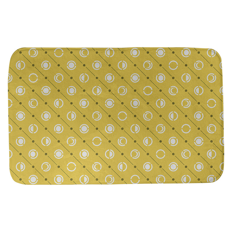 Tapis de bain géométrique antidérapant en microfibre Moon phases, l 17 po x L 24 po, Jaune / noir
