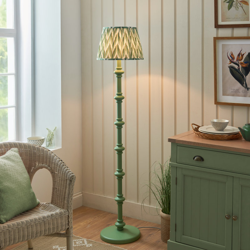 Carnaby 158cm Traditional Floor Lamp, Green, Green/White