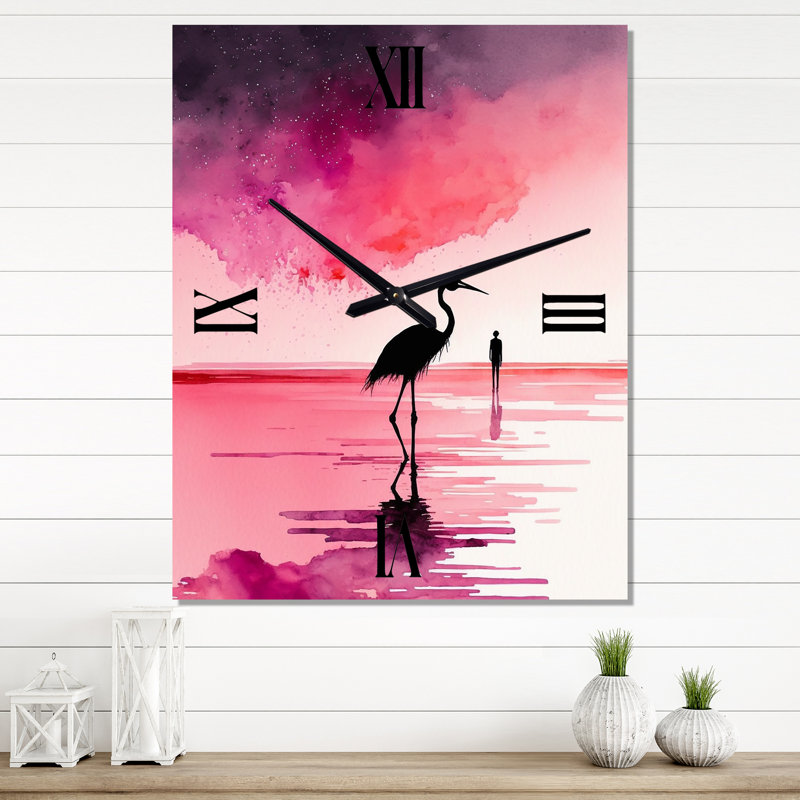 Jermica - Animals Flamingo Modern Wall Clock, Large