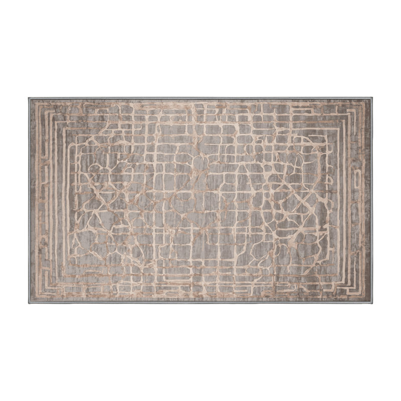Machine Washable Gray Area Rug, Rectangle 7' x 9'