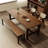 Brown Rectangular Solid Wood Trestle Dining Table-1916837564