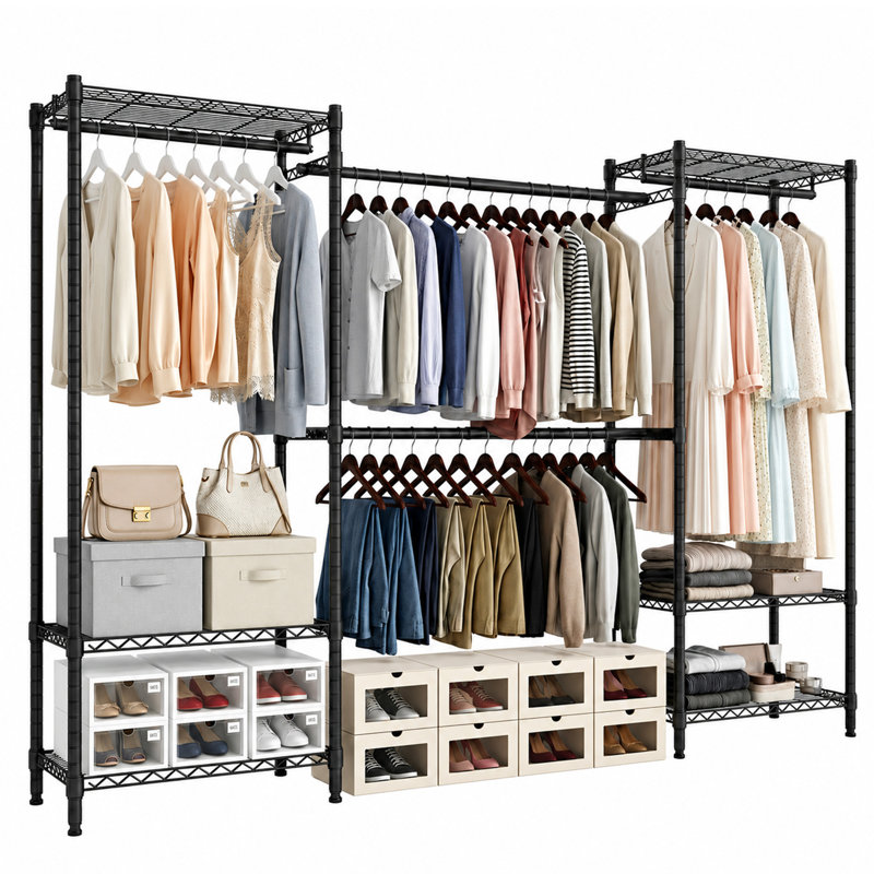 234.5cm Adjustable Clothing Rack, Black