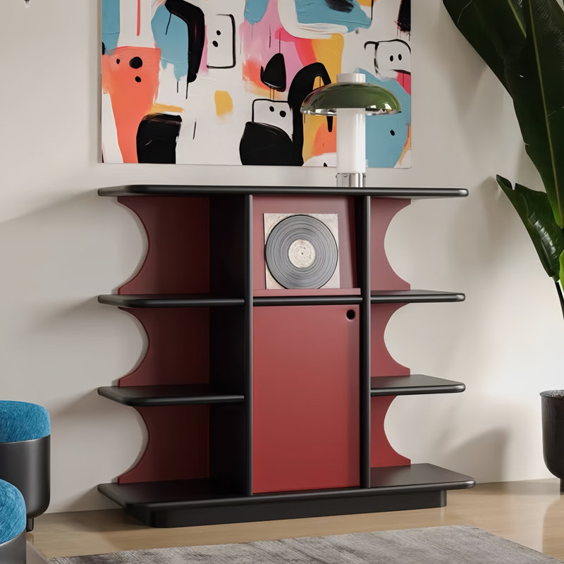 Armoire d'entrée rétro de style français, H 42,52 po x l 47,24 po x P 15,75 po, Rouge / Noir