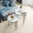 White Glass Nesting End Tables With Mirrored Silver Metal Legs Set Of 2