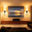 Ensemble de deux appliques murales à piles avec télécommande, luminaire mural sans cordon à intensité variable avec abat-jour en tissu, 3 modes de couleurs et réglages RVB, pour le salon de la chambre à coucher, y compris les ampoules