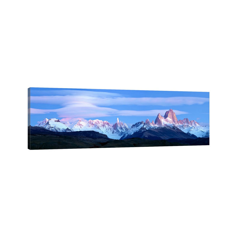 Cloudy Mountain Landscape, Fitz Roy-Torre Group, Andes, Southern Patagonian Ice Field - Wrapped Canvas Panoramic Print