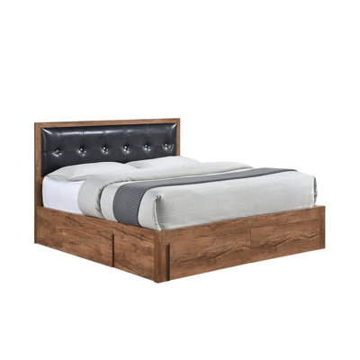 Wood Platform Bed With Upholstered Headboard And 4 Drawers For Bedroom -  Latitude RunÂ®, 855DA216C4814D7DA4E96B48A502B117