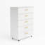 Commode de rangement blanche à 5 tiroirs avec poignées - Armoire de rangement moderne
