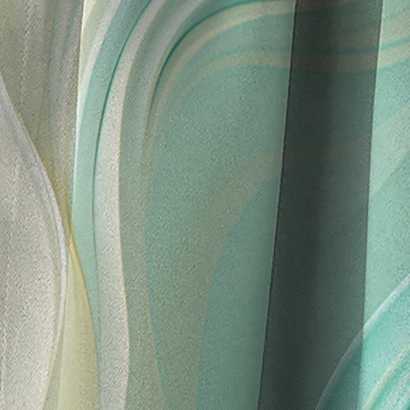 Panneau de rideau abstrait, motif occultant vague verte et blanche - Sway Wave Serenity II vert et blanc, L 52 po x L 90 po