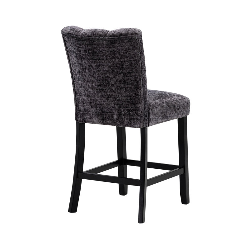 2 tabourets de bar gris foncé - tissu de velours, rembourrage en mousse, ensemble de chaise de salle à manger moderne gris (paire)
