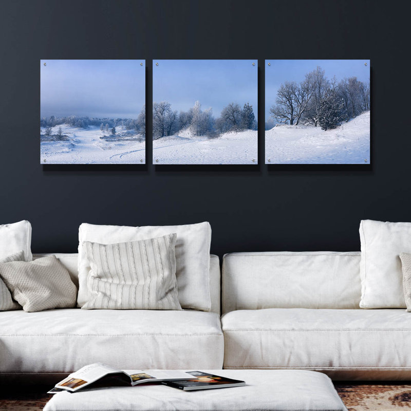 «Panorama Winter Dunes» par istvan nagy, art mural en verre acrylique, ensemble de 3 pièces, H 24 po x l 72 po